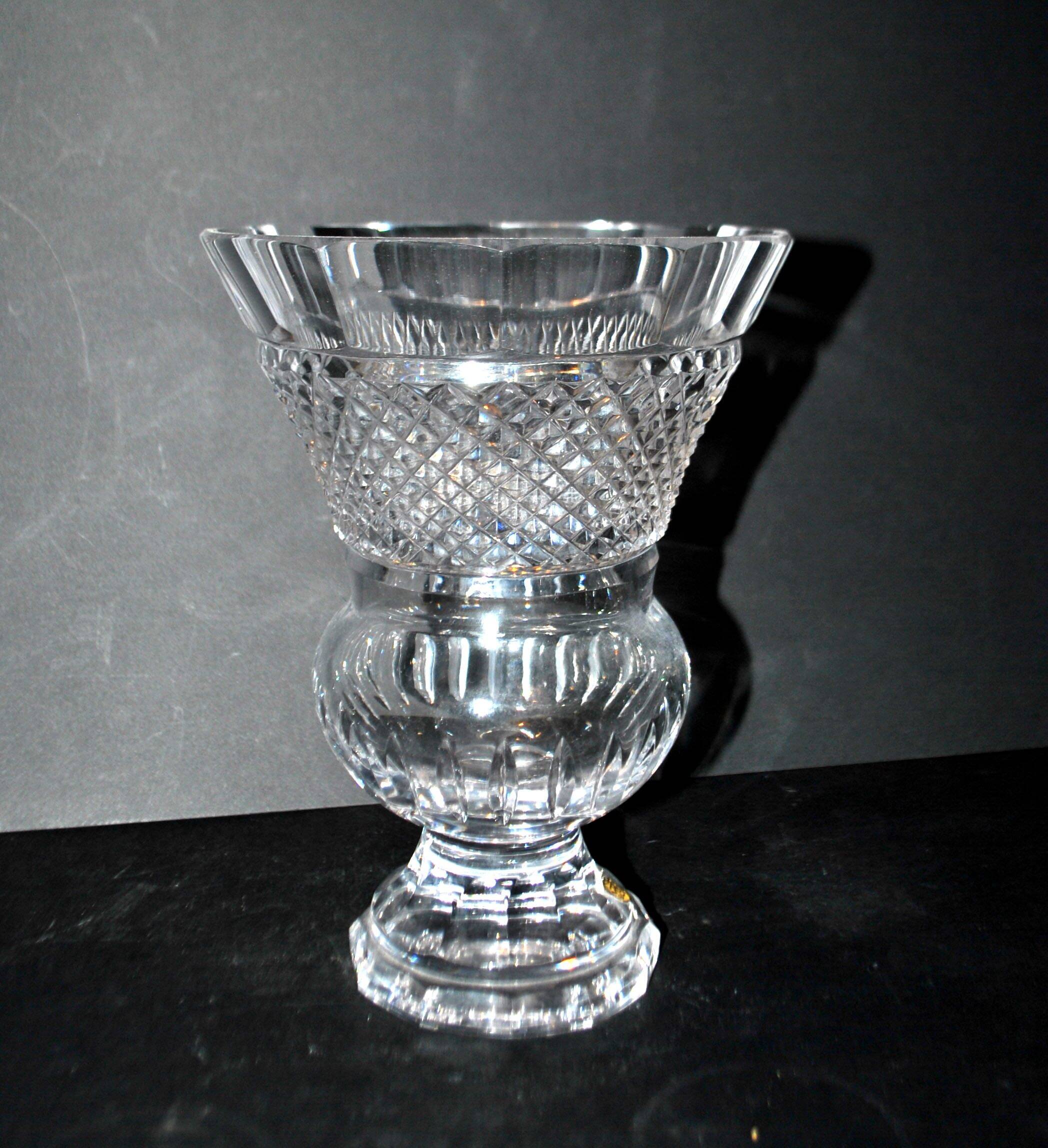 Bohemian cut crystal Medici vase signed TW & Co