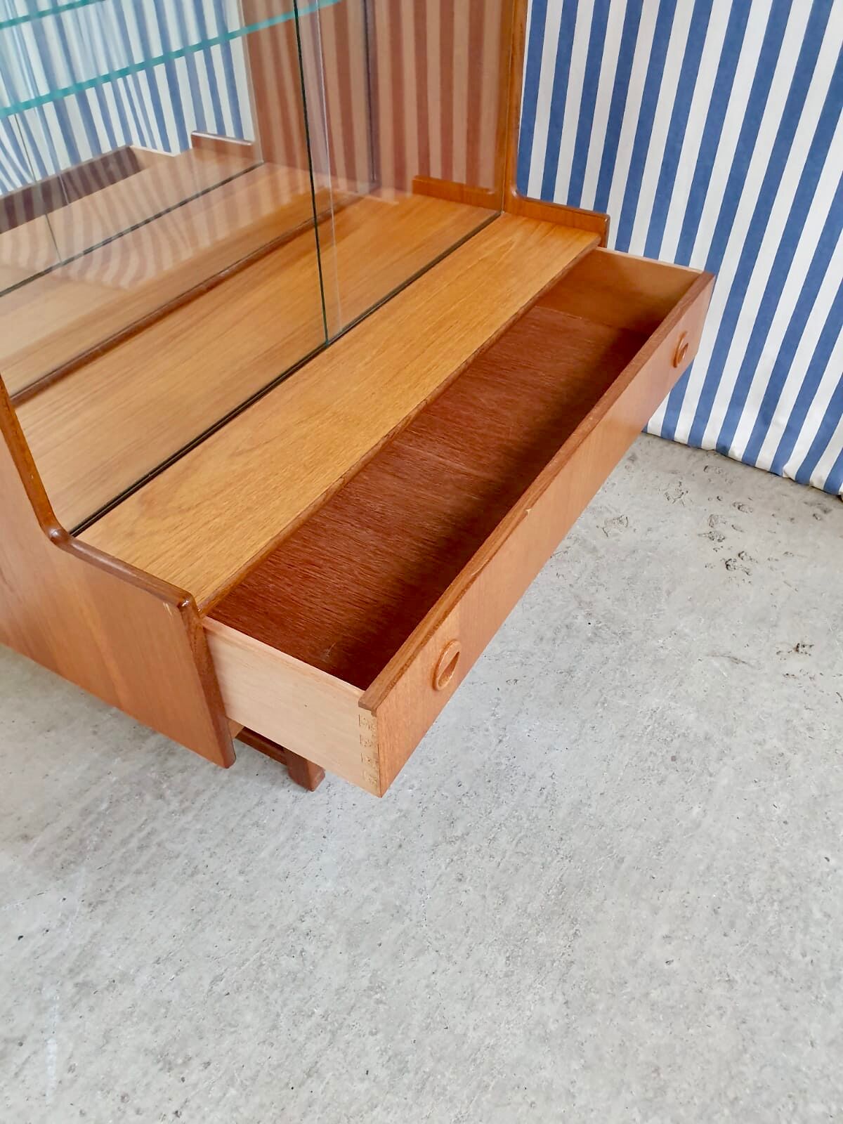 Vtg mid century teak turnidge wall shelving unit room divide Danish design