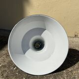 Three industrial suspensions in black and white enamelled sheet metal large format