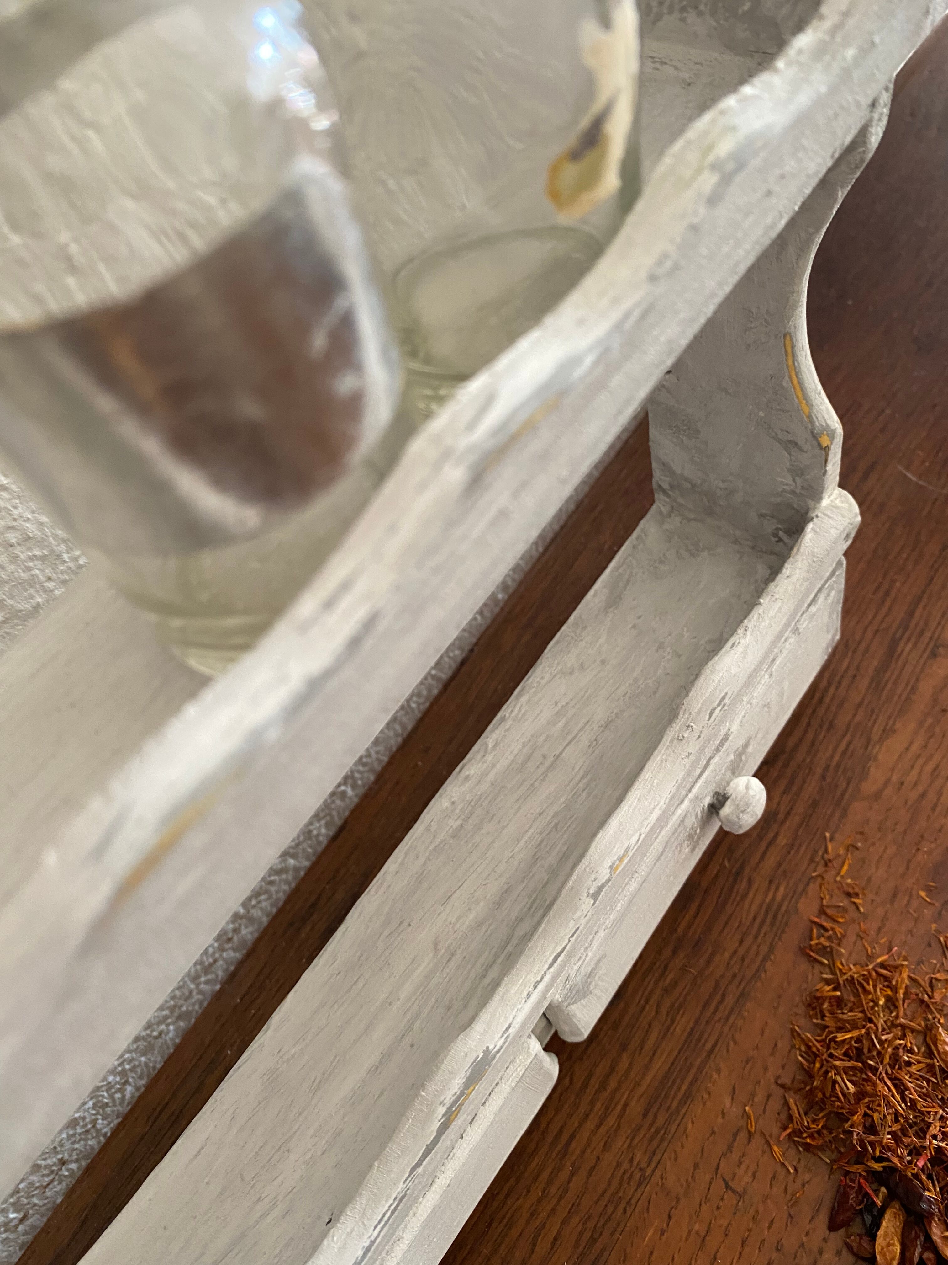 Wooden spice shelf in the 80s.