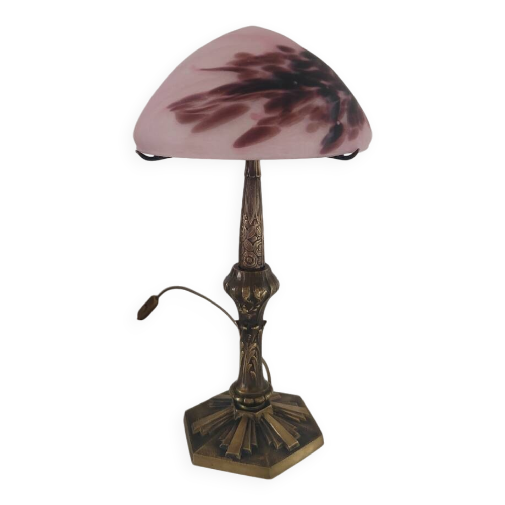 Art nouveau lamp signed Paris Stars 1950 and glass paste