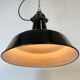 Industrial Black Enamel Factory Lamp with Cast Iron Top, 1950s