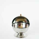 stainless steel sugar bowl, gold knob, 1970