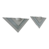 Pair of vintage wall lights, white lacquered metal and glass, Germany 1970s