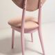 Mid-century heart-shaped chair, light pink chenille fabric, painted pink wood, Europe, 1960s.