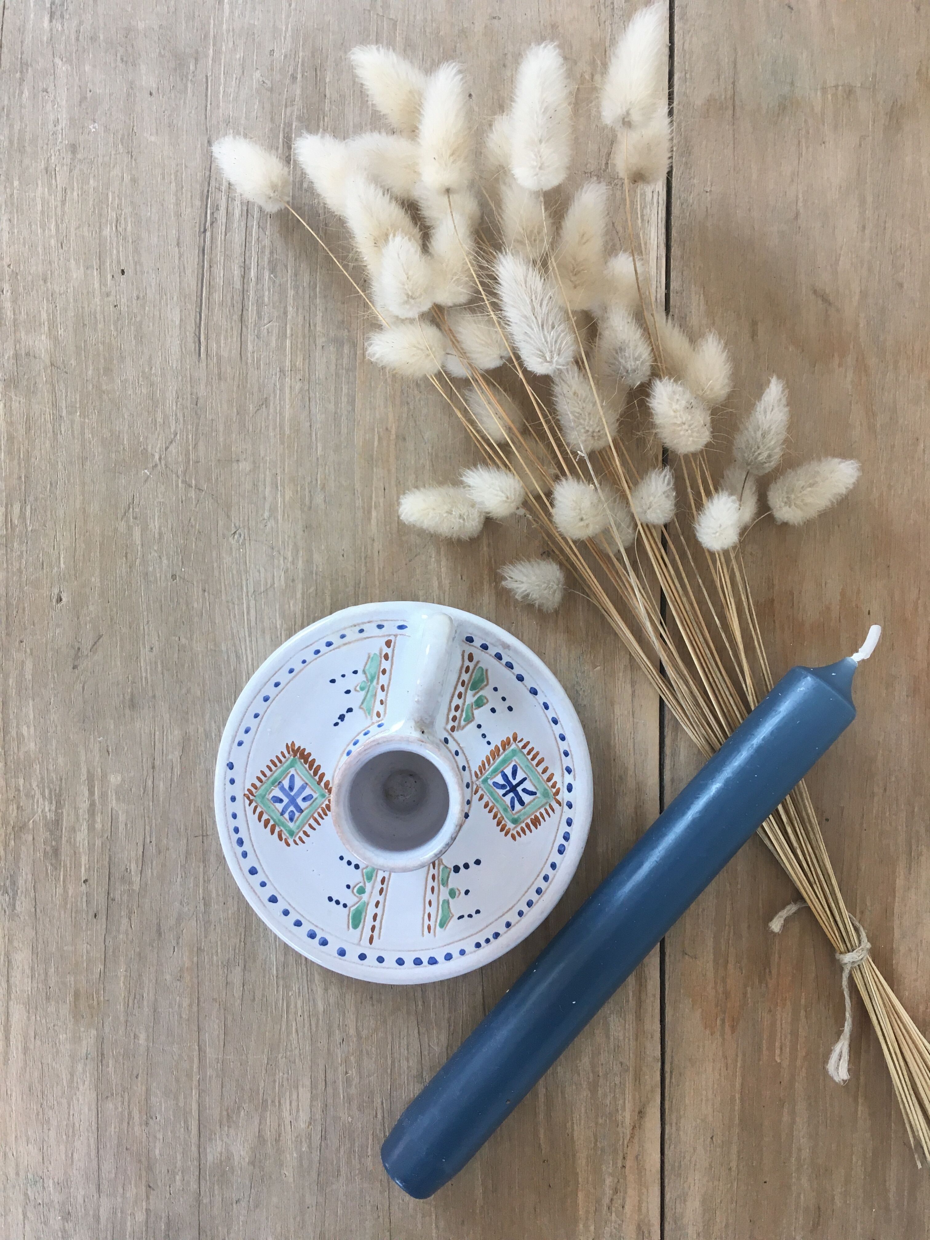 Green ceramic cellar rat candle holder