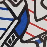 Silkscreen print after Jean Dubuffet, framed, 1970s, 28 x 27 cm