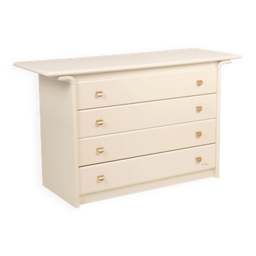 Cream Lacquered Chest of Drawers by Pierre Cardin, 1980