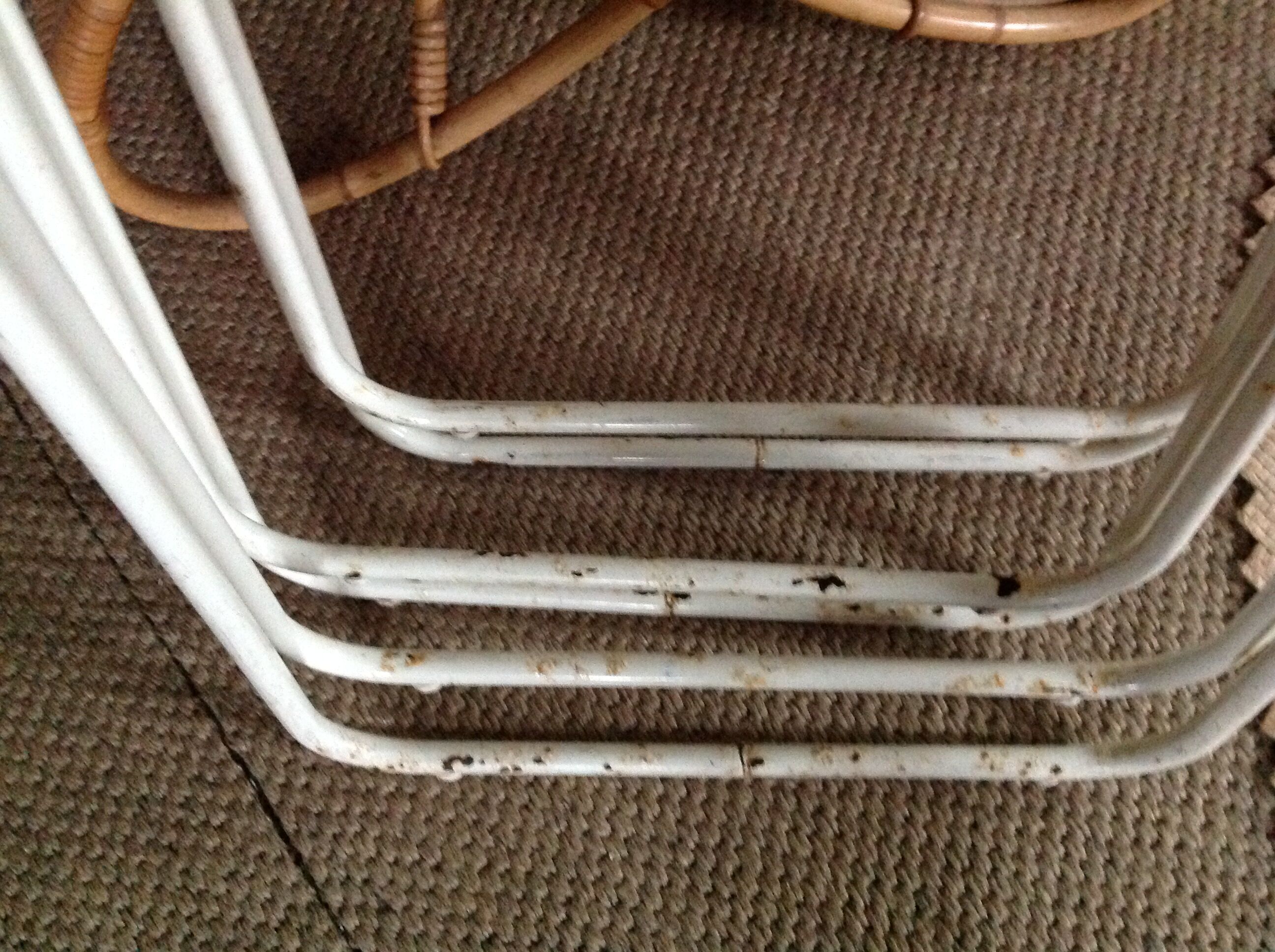 Trio of folding metal chairs