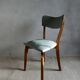 1950s bistro chair, in wood and green skai