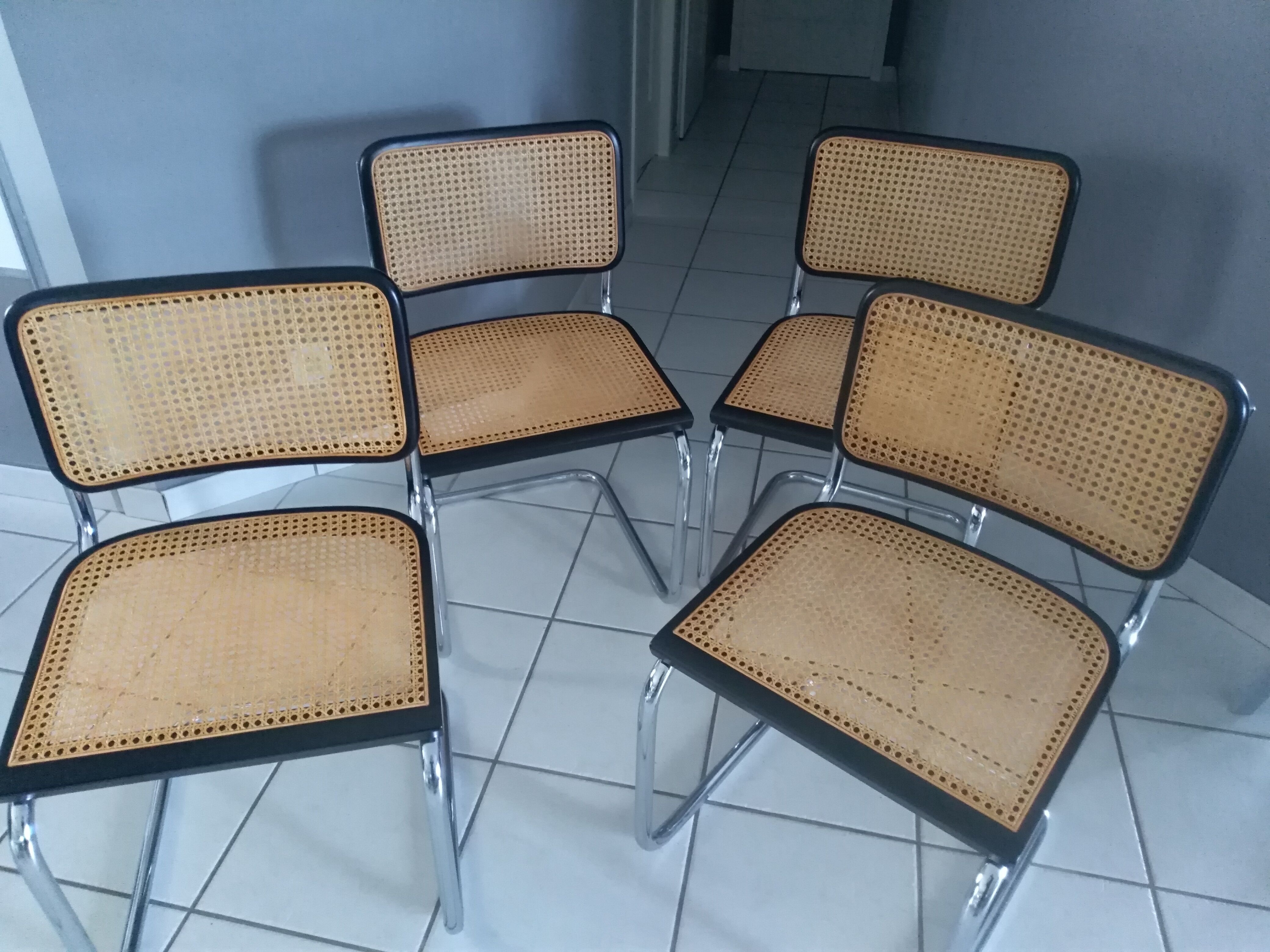 Suite of 4 chairs Cesca B32 by Marcel Breuer vintage year 1992