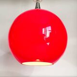 Suspension Space Age in opaline enamel with a chrome finish, circa 1960.