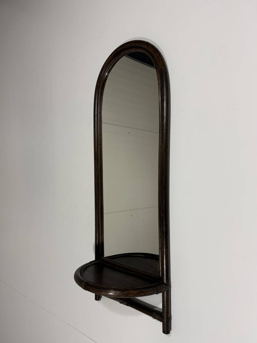 Rattan wall mirror with console table 1970’s