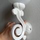 Antique enamelled cast iron wall lights / opaline globe