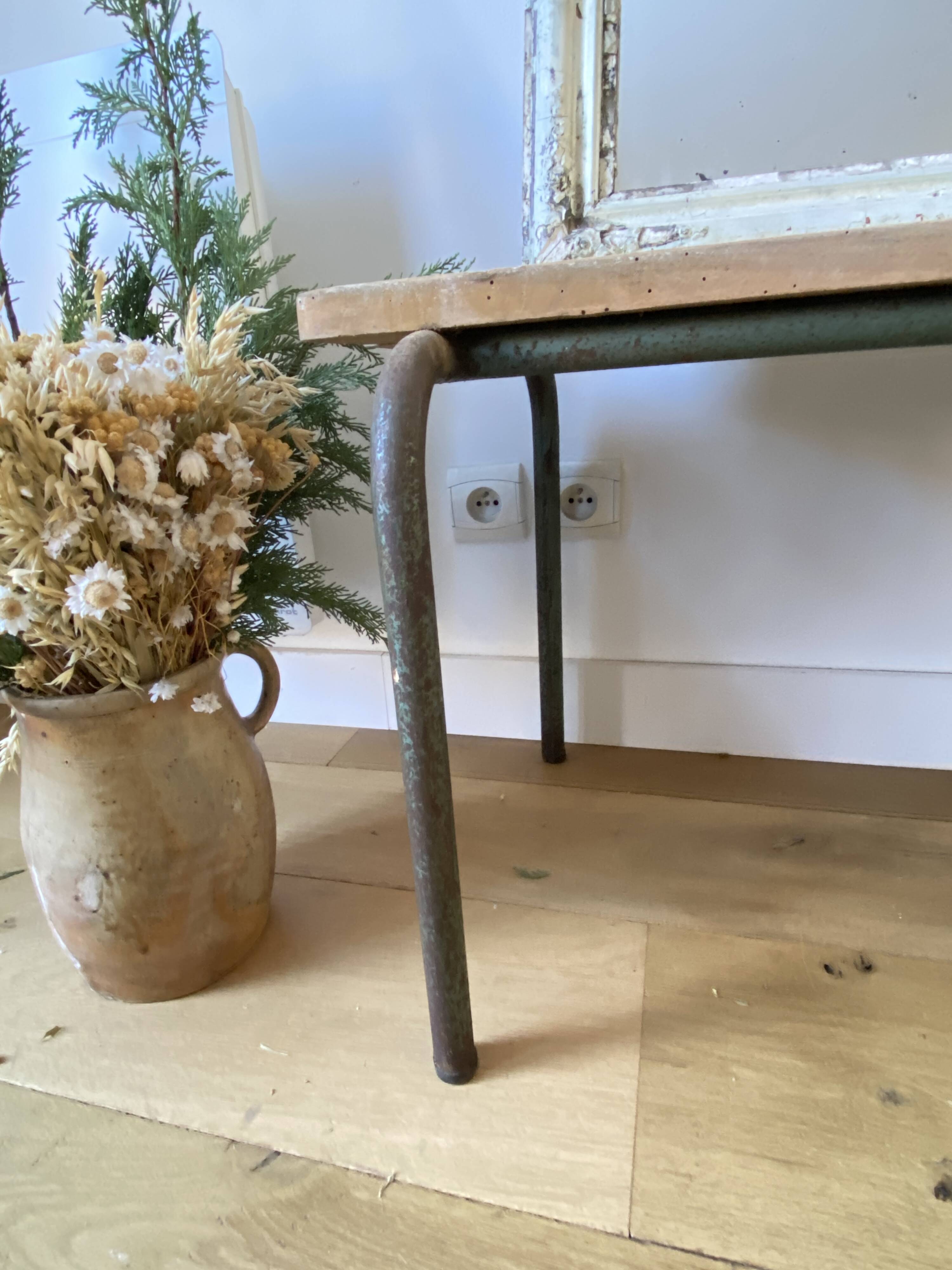 weathered school bench