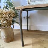 weathered school bench