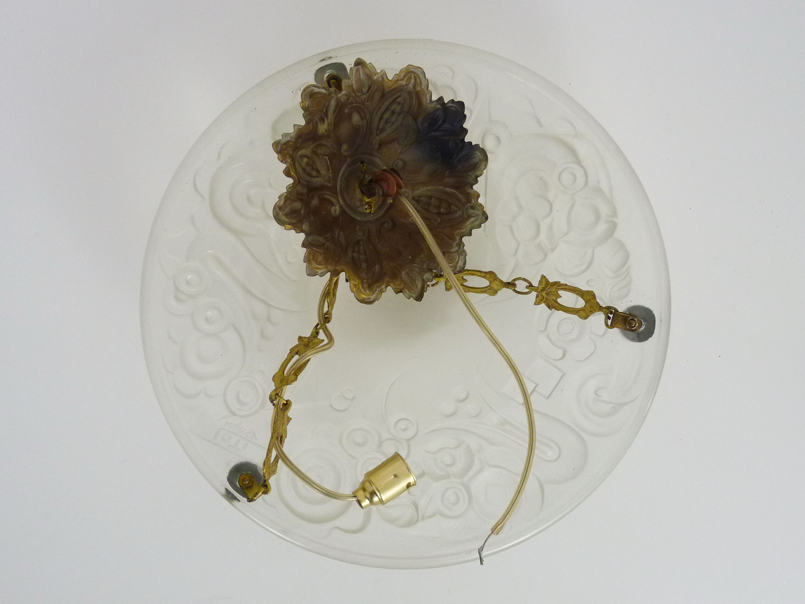 Art Deco washbasin suspension Loti Nancy, Delatte, glass paste, floral decoration