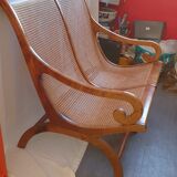 Rattan planter bench/tamarind wood