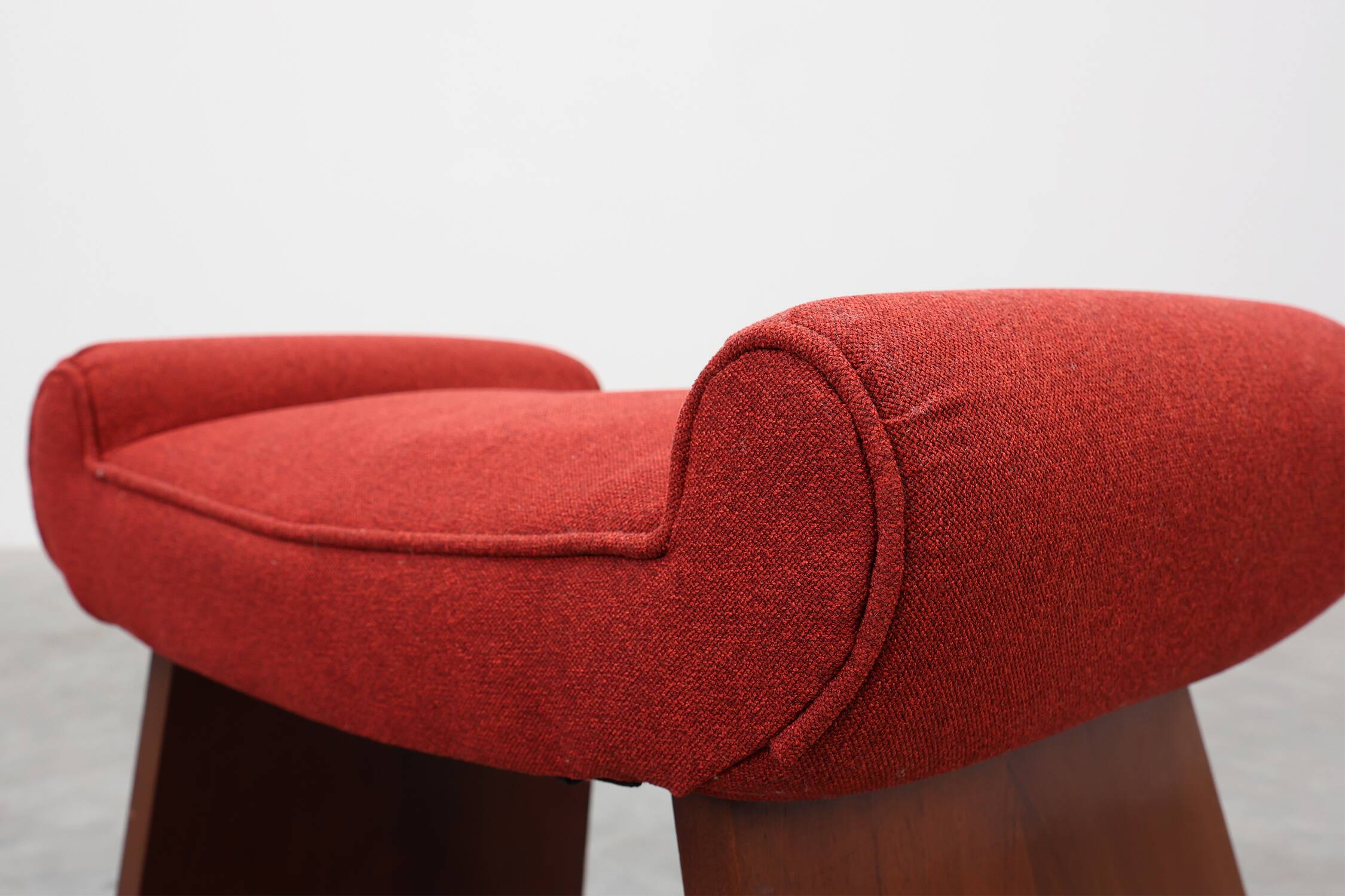 Art Deco Red Reupholstered Stool, Belgium ca. 1920