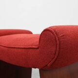 Art Deco Red Reupholstered Stool, Belgium ca. 1920