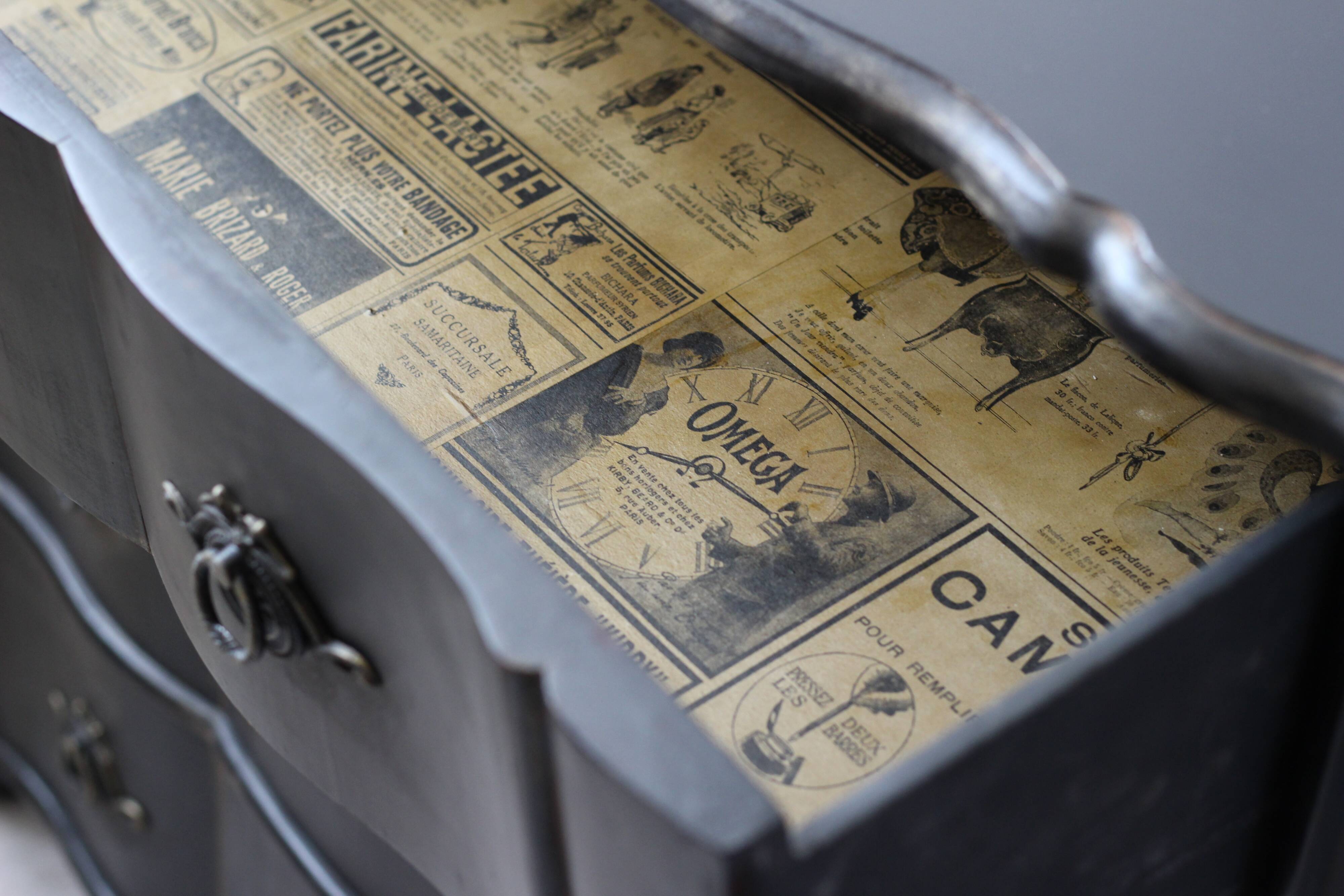 Victorian style black patinated crossbow chest of drawers