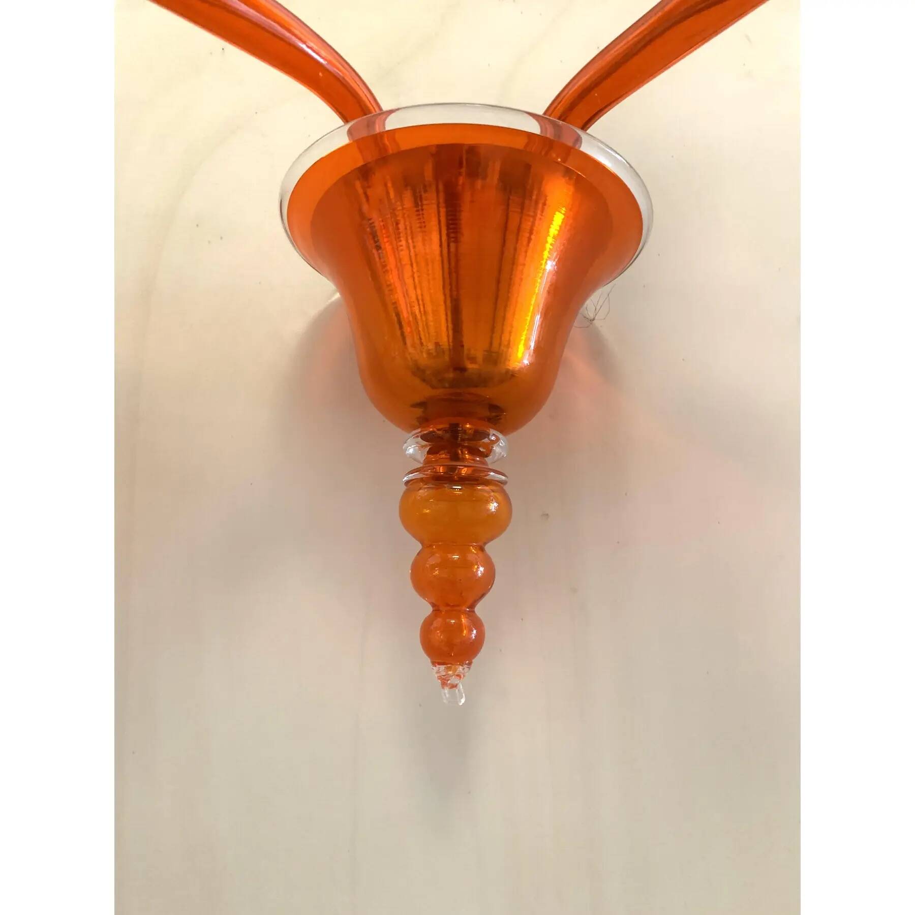 Contemporary Translucent Orange Murano Glass Wall Sconce in Deco’ Style