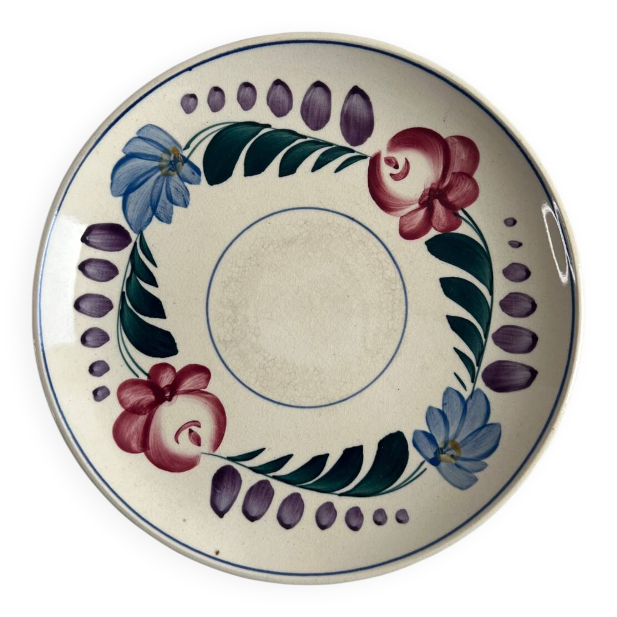 3 small hand-painted dessert plates from Sarreguemines