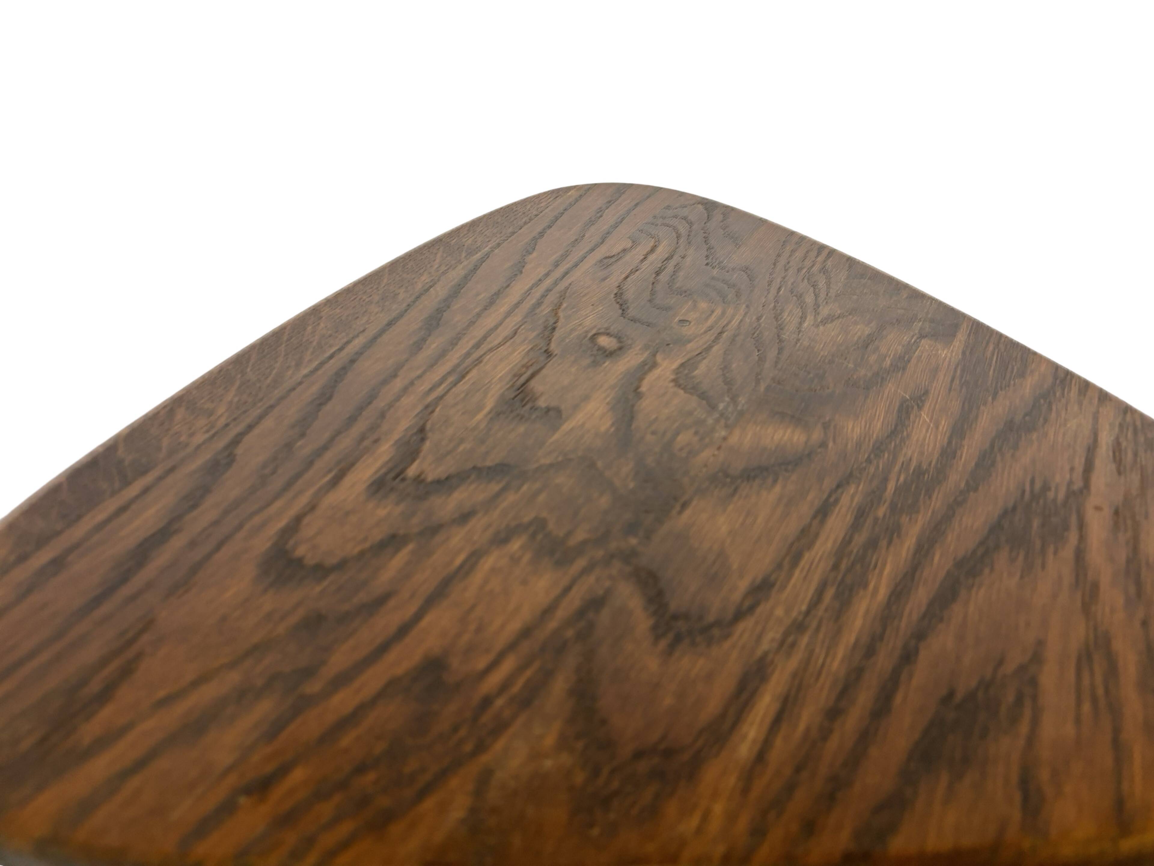 Set of 3 brutalist oak oval side or nesting tables minimalist design 1970s