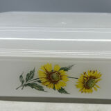Ancien beurrier en verre Arcopal tournesol