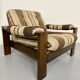 2 fauteuils armchair en bois et tissu vintage design années 70