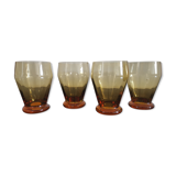 4 old amber colored glasses
