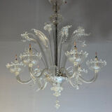 Venetian chandelier made of Murano glass, six light arms, circa 1940.