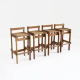 Vintage wooden bar stools 1960, set of 4