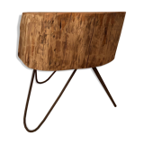 Table basse vintage tronc bois massif
