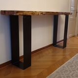 redwood console with steel foot