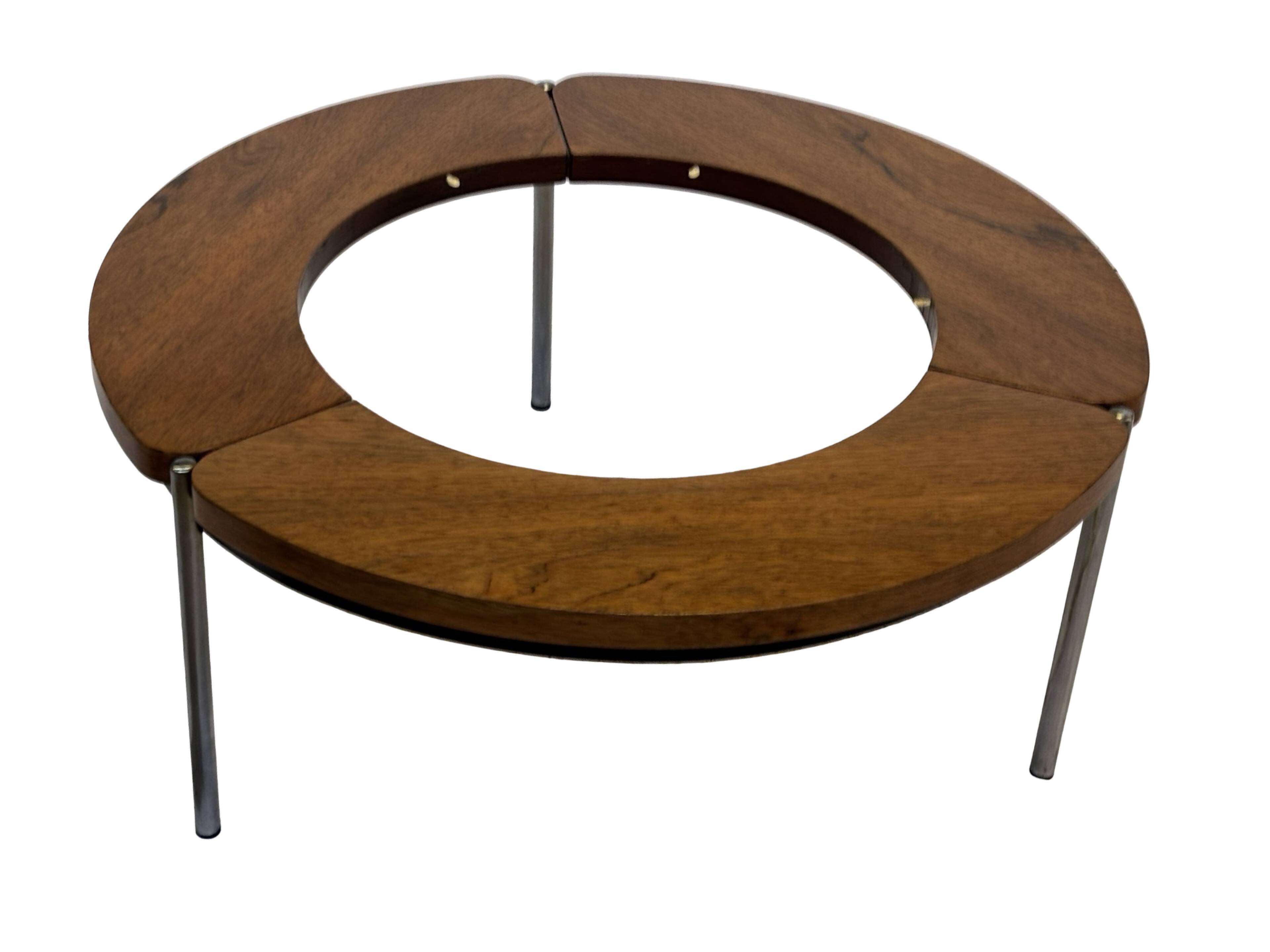 Vintage rosewood coffee table with glass, Denmark, 70s design