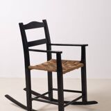 Fauteuil à bascule du début du 20e siècle avec siège en gazon, Danemark