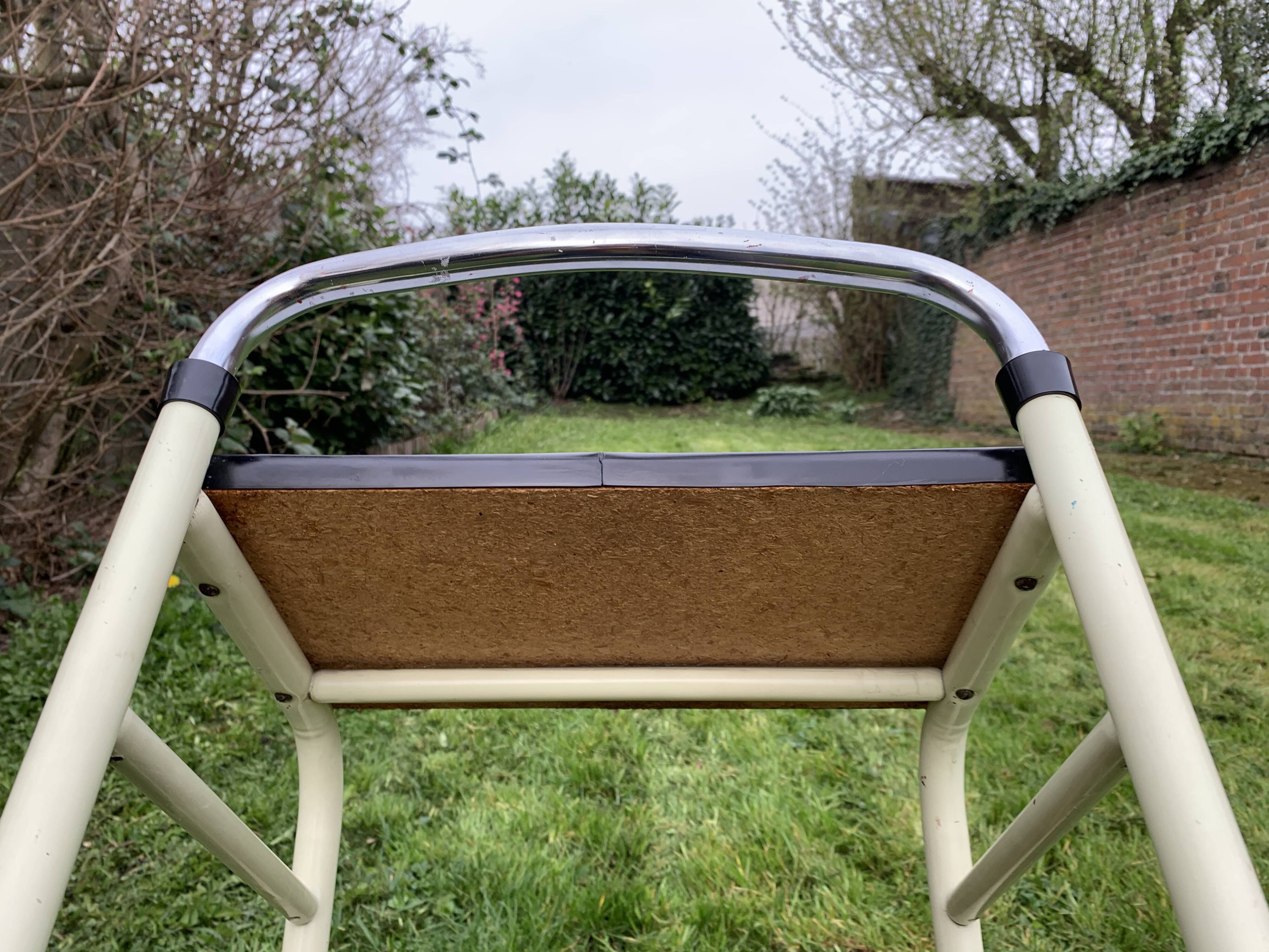 Vintage stepladder in Formica, wood and chromed metal