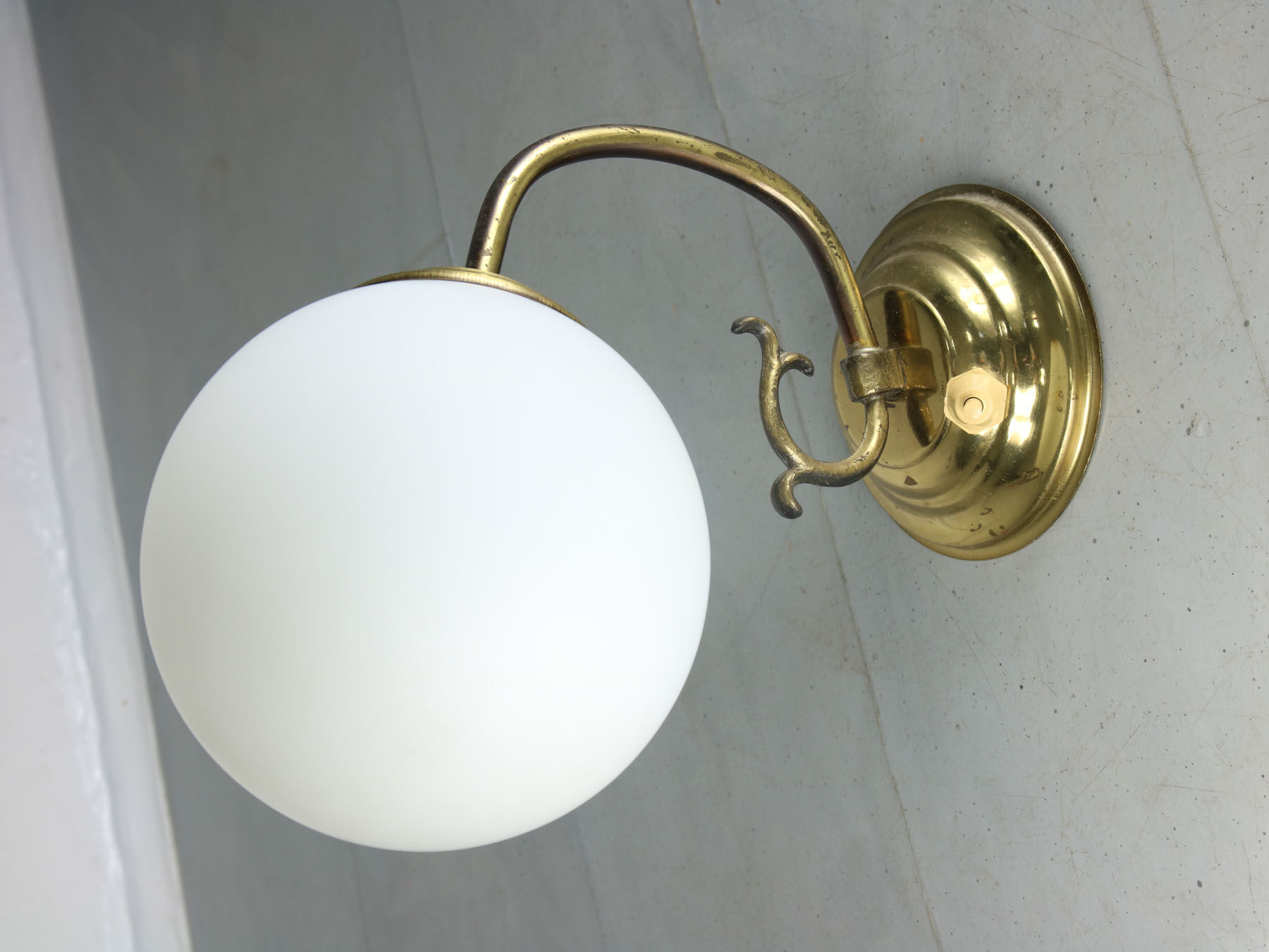 Mid-century brass & opaline sconce