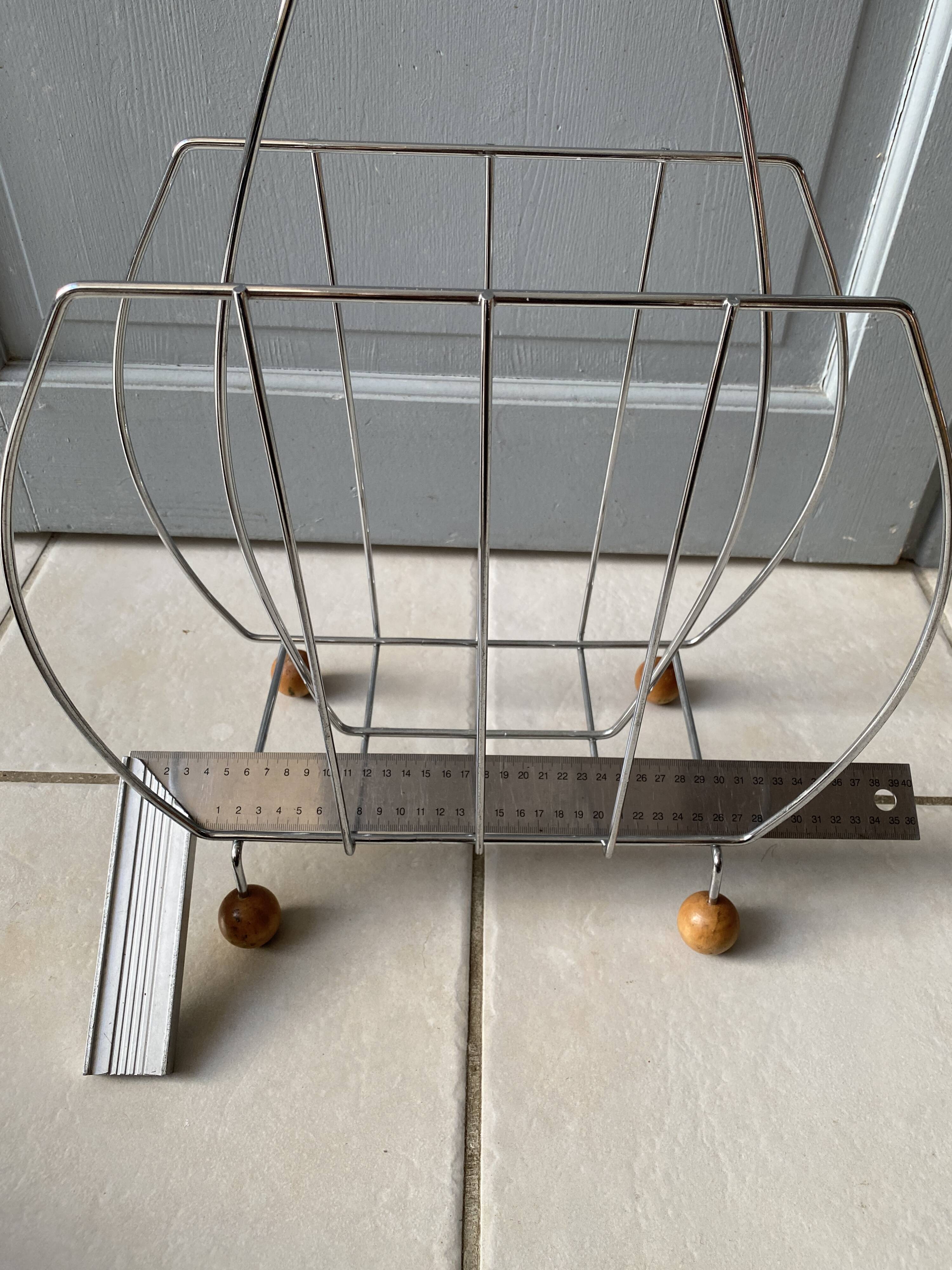 Sputnik Magazine Rack / Vinyl Record Holder - Chrome