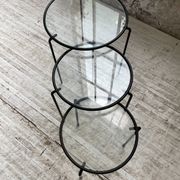 Tables basses gigogne métal et verre années 50