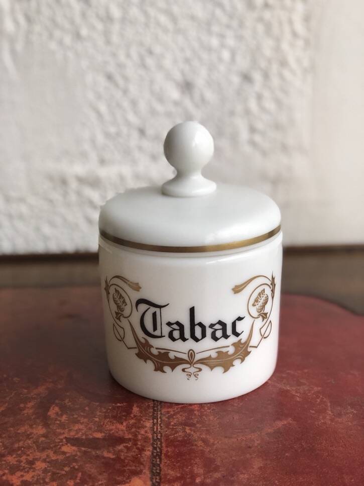 Opaline tobacco pot with gold decoration