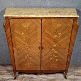 Curved Louis XV style armoire with floral marquetry, 20th century period.