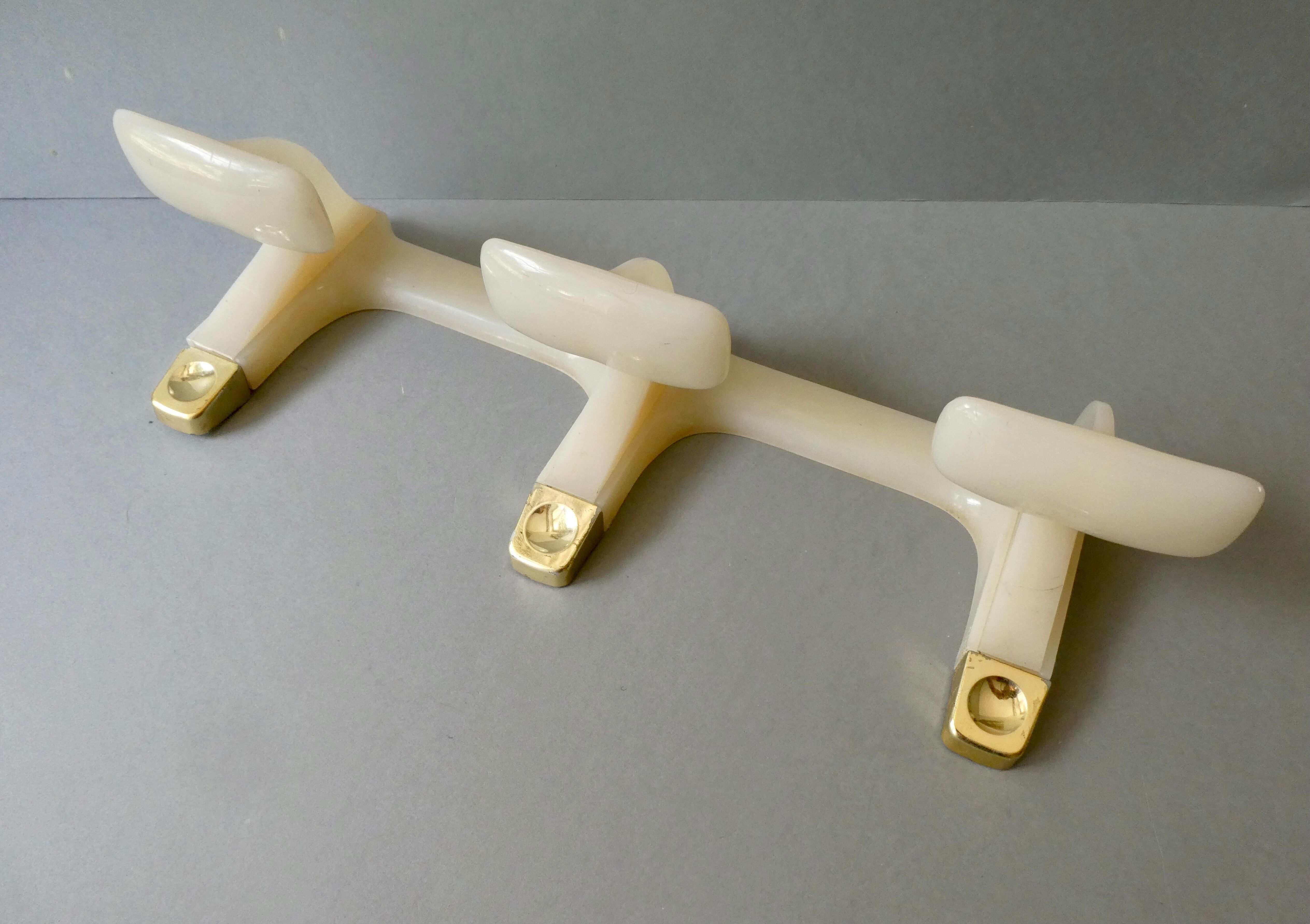 Wall coat rack with 3 hooks, 70s