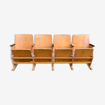 Mid-Century Hungarian Four-Seater Cinema Bench, 1950s