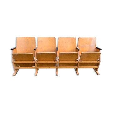 Mid-Century Hungarian Four-Seater Cinema Bench, 1950s