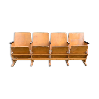 Mid-Century Hungarian Four-Seater Cinema Bench, 1950s