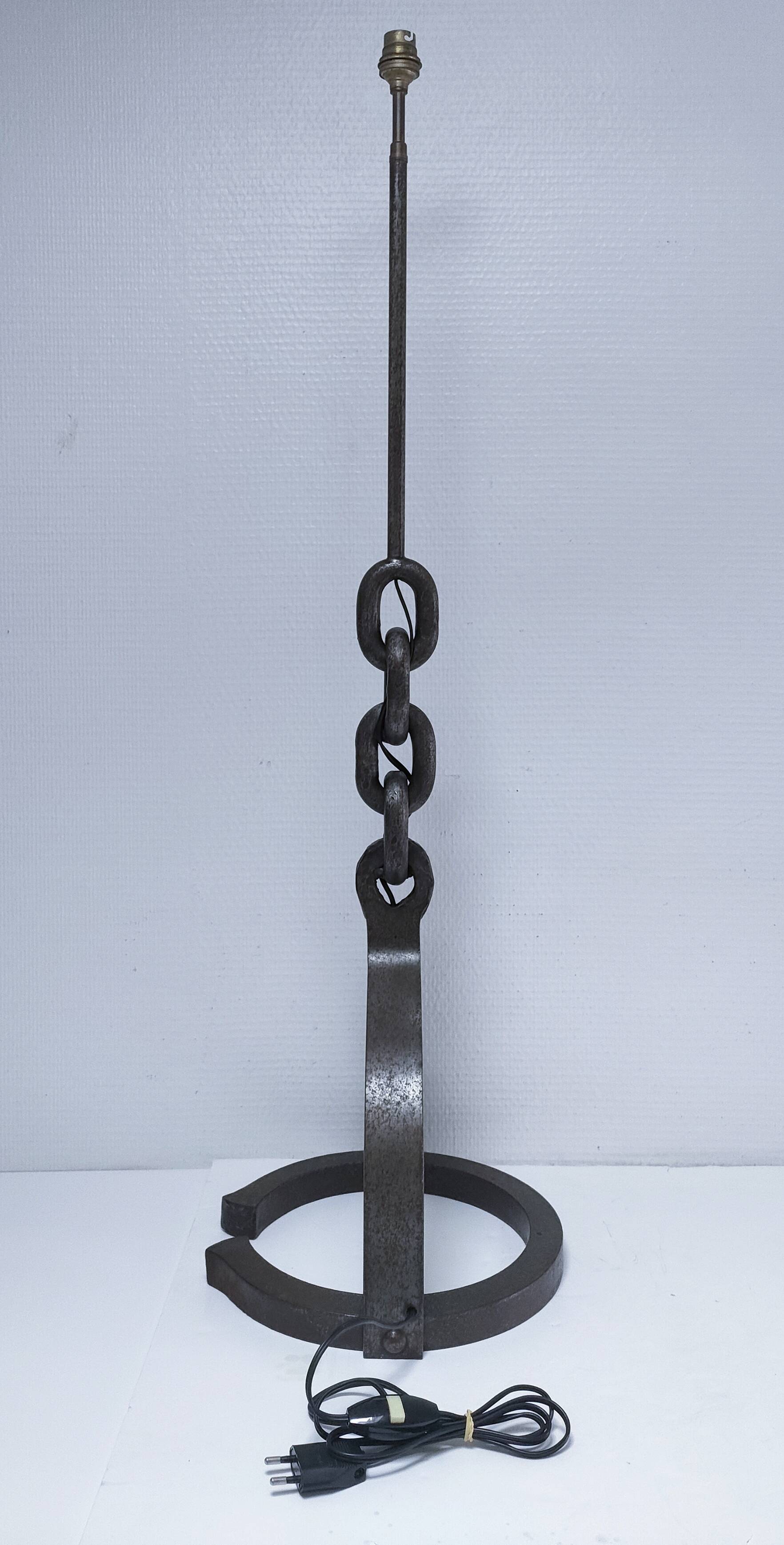 60s steel link floor lamp base
