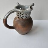 Unusual ceramic vase, Puisaye type, signed (signature to be identified)