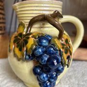 Earthenware jug/carafe HB with grape bunch slip decoration.